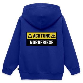 Achtung Nordfriese - Regionaler Spruch - Kinder Premium Organic Zip Hoodie - Royalblau - Hinten - AI Model Kid Male (0cm)