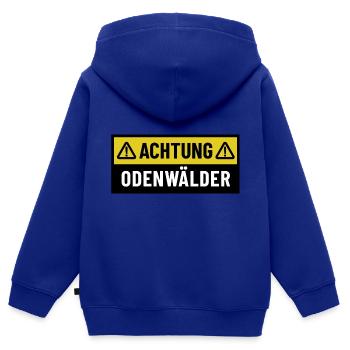 Achtung Odenwälder - Regionaler Spruch - Kinder Premium Organic Zip Hoodie - Royalblau - Hinten - AI Model Kid Male (0cm)