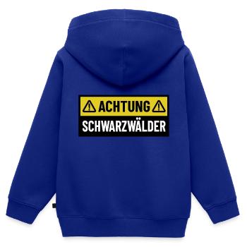 Achtung Schwarzwälder - Regionaler Spruch - Kinder Premium Organic Zip Hoodie - Royalblau - Hinten - AI Model Kid Male (0cm)