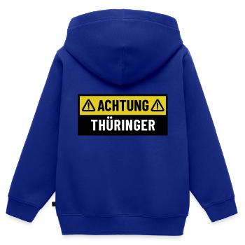 Achtung Thüringer - Regionaler Spruch - Kinder Premium Organic Zip Hoodie - Royalblau - Hinten - AI Model Kid Male (0cm)