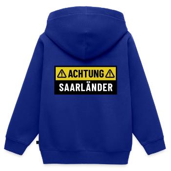 Achtung Saarländer - Regionaler Spruch - Kinder Premium Organic Zip Hoodie - Royalblau - Hinten - AI Model Kid Male (0cm)