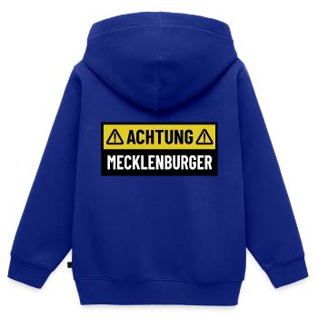 Achtung Mecklenburger - Regionaler Spruch - Kinder Premium Organic Zip Hoodie - Royalblau - Hinten - AI Model Kid Male (0cm)