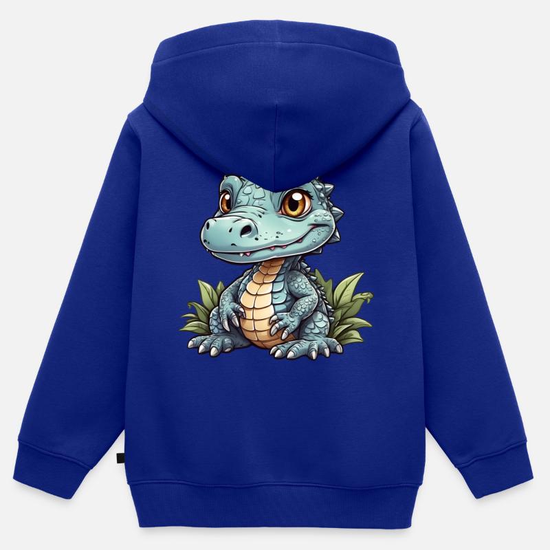 petit alligator mignon - Sweat Premium à capuche zippé enfant bio - bleu roi
