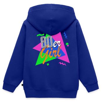 80er Girl - 80er Jahre - bunt + verrückt - retro - Kinder Premium Organic Zip Hoodie - Royalblau - Hinten - AI Model Kid Male (0cm)