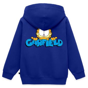 Garfield Gesicht Logo - Kinder Premium Organic Zip Hoodie - Royalblau - Hinten - AI Model Kid Male (0cm)