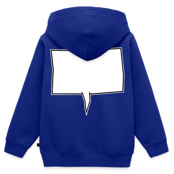 Eckige Sprechblase in Weiß - Kinder Premium Organic Zip Hoodie - Royalblau - Hinten - AI Model Kid Male (0cm)