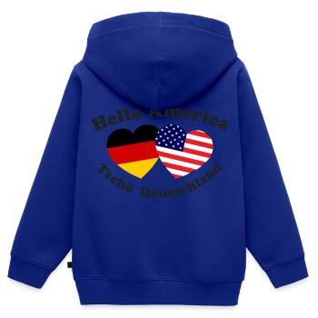 Die Auswanderer in Amerika - Kinder Premium Organic Zip Hoodie - Royalblau - Hinten - AI Model Kid Male (0cm)