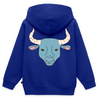 Stier - Kinder Premium Organic Zip Hoodie - Royalblau - Hinten - AI Model Kid Male (0cm)