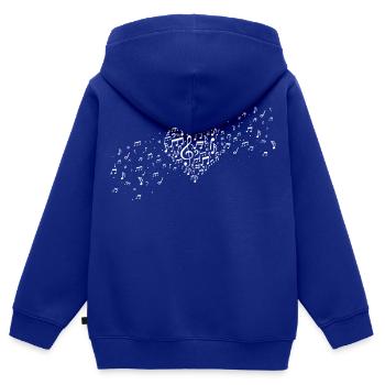 Notes de musique de coeur j'aime la musique - Sweat Premium à capuche zippé enfant bio - bleu roi - Dos - AI Model Kid Male (0cm)