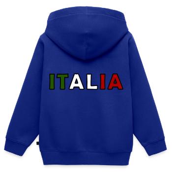 Patrie Italie - Sweat Premium à capuche zippé enfant bio - bleu roi - Dos - AI Model Kid Male (0cm)