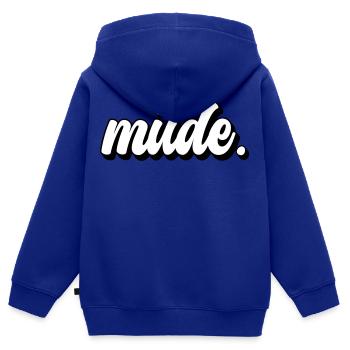 Müde - Kinder Premium Organic Zip Hoodie - Royalblau - Hinten - AI Model Kid Male (0cm)