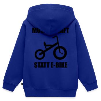 Dreirad "Muskelkraft statt E-Bike" - Kinder Premium Organic Zip Hoodie - Royalblau - Hinten - AI Model Kid Male (0cm)