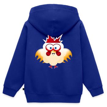 Coq coq - Sweat Premium à capuche zippé enfant bio - bleu roi - Dos - AI Model Kid Male (0cm)