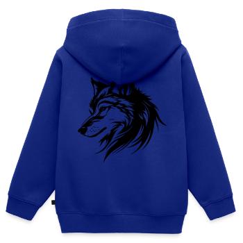 Silhouette de loup - Sweat Premium à capuche zippé enfant bio - bleu roi - Dos - AI Model Kid Male (0cm)