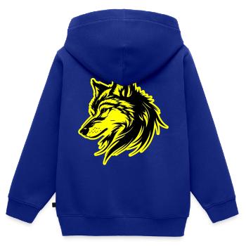 Silhouette de loup - Sweat Premium à capuche zippé enfant bio - bleu roi - Dos - AI Model Kid Male (0cm)