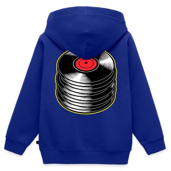 Vinyl-Alben-Stapel - Kinder Premium Organic Zip Hoodie - Royalblau - Hinten - AI Model Kid Male (0cm)