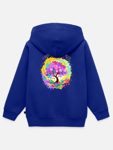 Farbenfroher blühender Baum - Kinder Premium Organic Zip Hoodie - Royalblau