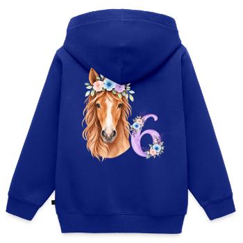 lieblicher Pferdekopf mit 6 - Kinder Premium Organic Zip Hoodie - Royalblau - Hinten - AI Model Kid Male (0cm)