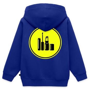 Icône Maquillage Cosmétiques - Sweat Premium à capuche zippé enfant bio - bleu roi - Dos - AI Model Kid Male (0cm)