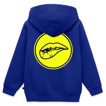 Lèvres - Sweat Premium à capuche zippé enfant bio - bleu roi - Dos - AI Model Kid Male (0cm)