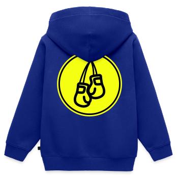 Symbole des gants de boxe - Sweat Premium à capuche zippé enfant bio - bleu roi - Dos - AI Model Kid Male (0cm)