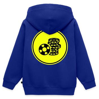 Icône de jeton de poker - Sweat Premium à capuche zippé enfant bio - bleu roi - Dos - AI Model Kid Male (0cm)