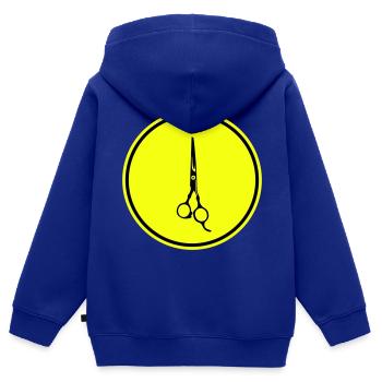 Schere Barber icon - Kinder Premium Organic Zip Hoodie - Royalblau - Hinten - AI Model Kid Male (0cm)