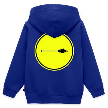 Pfeil Icon - Kinder Premium Organic Zip Hoodie - Royalblau - Hinten - AI Model Kid Male (0cm)