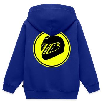 Rennfahrer helm racing - Kinder Premium Organic Zip Hoodie - Royalblau - Hinten - AI Model Kid Male (0cm)
