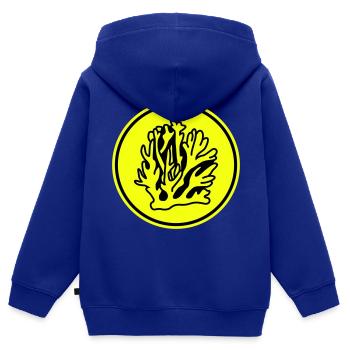 Océan de corail - Sweat Premium à capuche zippé enfant bio - bleu roi - Dos - AI Model Kid Male (0cm)