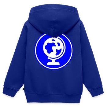 Globus symbol icon - Kinder Premium Organic Zip Hoodie - Royalblau - Hinten - AI Model Kid Male (0cm)