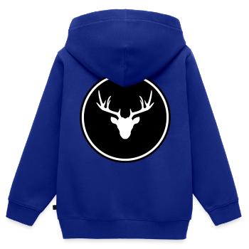 Icône de cerf cerf - Sweat Premium à capuche zippé enfant bio - bleu roi - Dos - AI Model Kid Male (0cm)