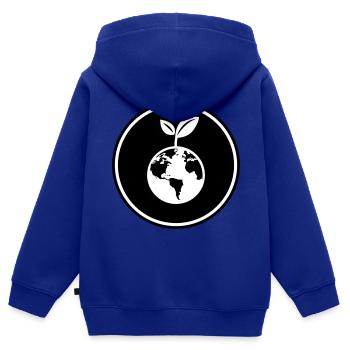 Planet Erde - Kinder Premium Organic Zip Hoodie - Royalblau - Hinten - AI Model Kid Male (0cm)