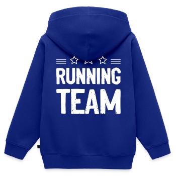 Équipe de course à pied - Sweat Premium à capuche zippé enfant bio - bleu roi - Dos - AI Model Kid Male (0cm)