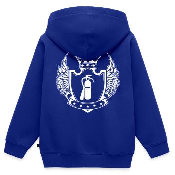 Feuerlöscher Schild - Kinder Premium Organic Zip Hoodie - Royalblau - Hinten - AI Model Kid Male (0cm)