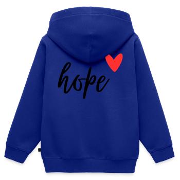 Liebe, Hoffnung - Kinder Premium Organic Zip Hoodie - Royalblau - Hinten - AI Model Kid Male (0cm)