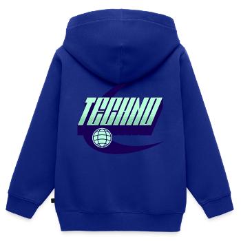Techno - Kids Premium Organic Zip-up Hoodie - royal blue - Back - AI Model Kid Male (0cm)