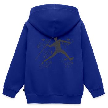 Lancer de javelot Colorsplash Lancer de javelot - Sweat Premium à capuche zippé enfant bio - bleu roi - Dos - AI Model Kid Male (0cm)