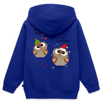 Hiboux de Noël - Sweat Premium à capuche zippé enfant bio - bleu roi - Dos - AI Model Kid Male (0cm)
