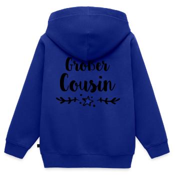 Großer Cousin - Kinder Premium Organic Zip Hoodie - Royalblau - Hinten - AI Model Kid Male (0cm)