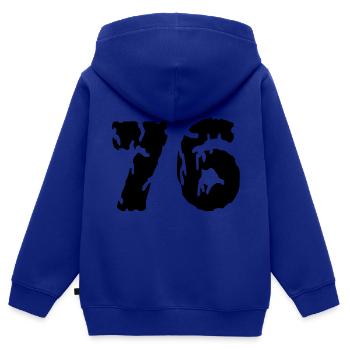 76 Zahl Trikot - Kinder Premium Organic Zip Hoodie - Royalblau - Hinten - AI Model Kid Male (0cm)