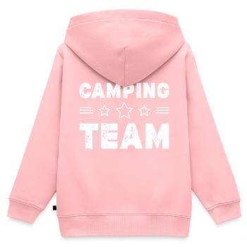 Équipe de camping - Sweat Premium à capuche zippé enfant bio - rose - Dos - AI Model Kid Female (0cm)