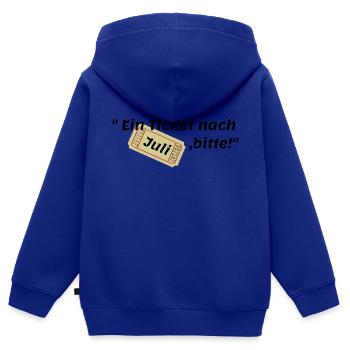 Juli Ticket - Kinder Premium Organic Zip Hoodie - Royalblau - Hinten - AI Model Kid Male (0cm)