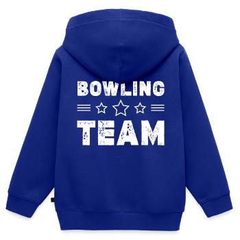 Équipe de bowling - Sweat Premium à capuche zippé enfant bio - bleu roi - Dos - AI Model Kid Male (0cm)