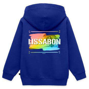 Lissabon - Kinder Premium Organic Zip Hoodie - Royalblau - Hinten - AI Model Kid Male (0cm)