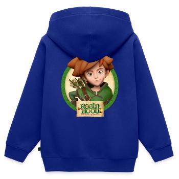 Robin Hood Schlitzohr Von Sherwood Lächelnd - Kinder Premium Organic Zip Hoodie - Royalblau - Hinten - AI Model Kid Male (0cm)