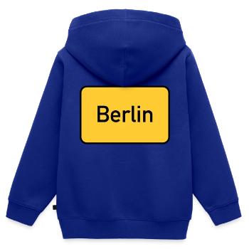 Berlin Ortsschild Gelbe Tafel - Kinder Premium Organic Zip Hoodie - Royalblau - Hinten - AI Model Kid Male (0cm)