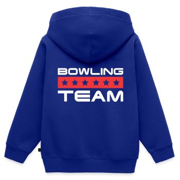Équipe de bowling - Sweat Premium à capuche zippé enfant bio - bleu roi - Dos - AI Model Kid Male (0cm)