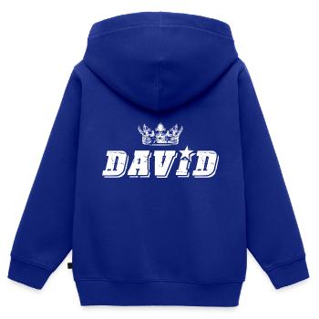 David - Kinder Premium Organic Zip Hoodie - Royalblau - Hinten - AI Model Kid Male (0cm)