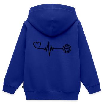 Roulette Pulse Heart - Sweat Premium à capuche zippé enfant bio - bleu roi - Dos - AI Model Kid Male (0cm)